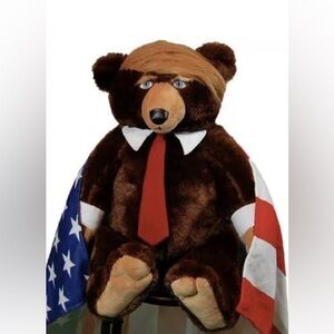 Trumpy Bear Patriotic Brown Teddy Bear with Red Tie